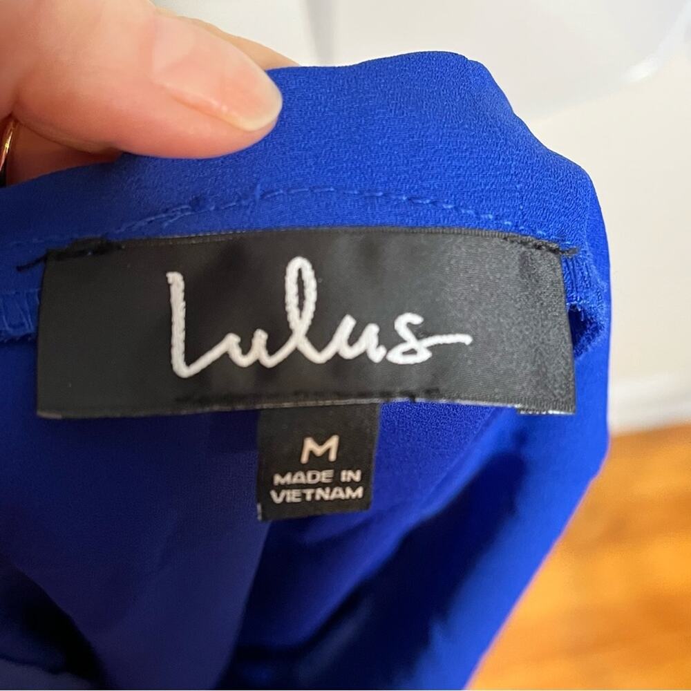 NWT LULUS Triana Royal Blue Ruffled Sleeveless Backless Short Dress Size Medium - Picture 6 of 8